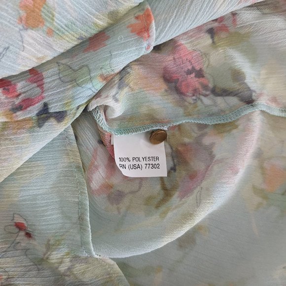 ZARA WOMAN Woman's Sheer Long Sleeve Blouse Top Size M  Pastel Floral - Picture 6 of 6